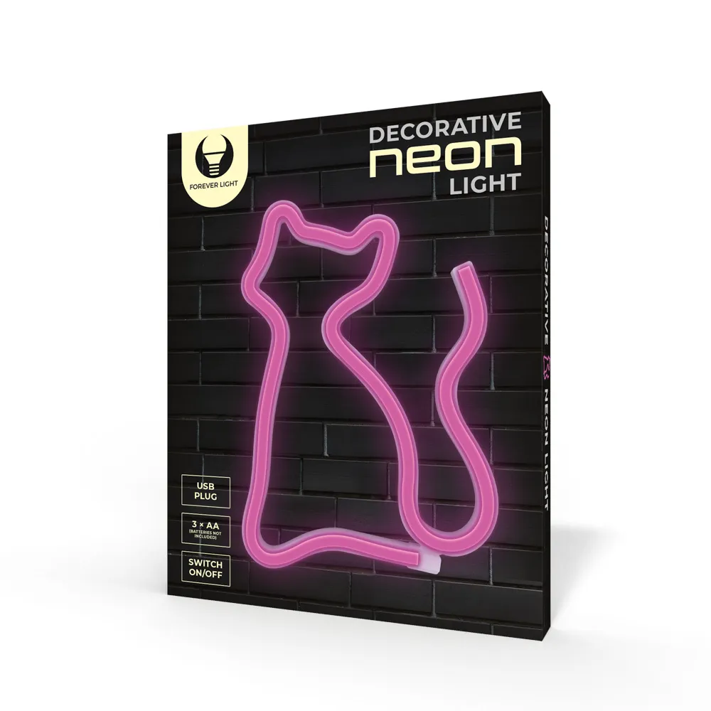 FOREVER FLNE04 Neon LED Light CAT+ USB  Διακοσμητικό Φωτιστικό Ροζ