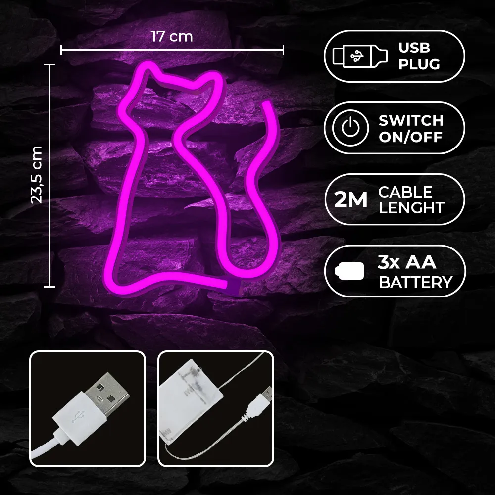 FOREVER FLNE04 Neon LED Light CAT+ USB  Διακοσμητικό Φωτιστικό Ροζ