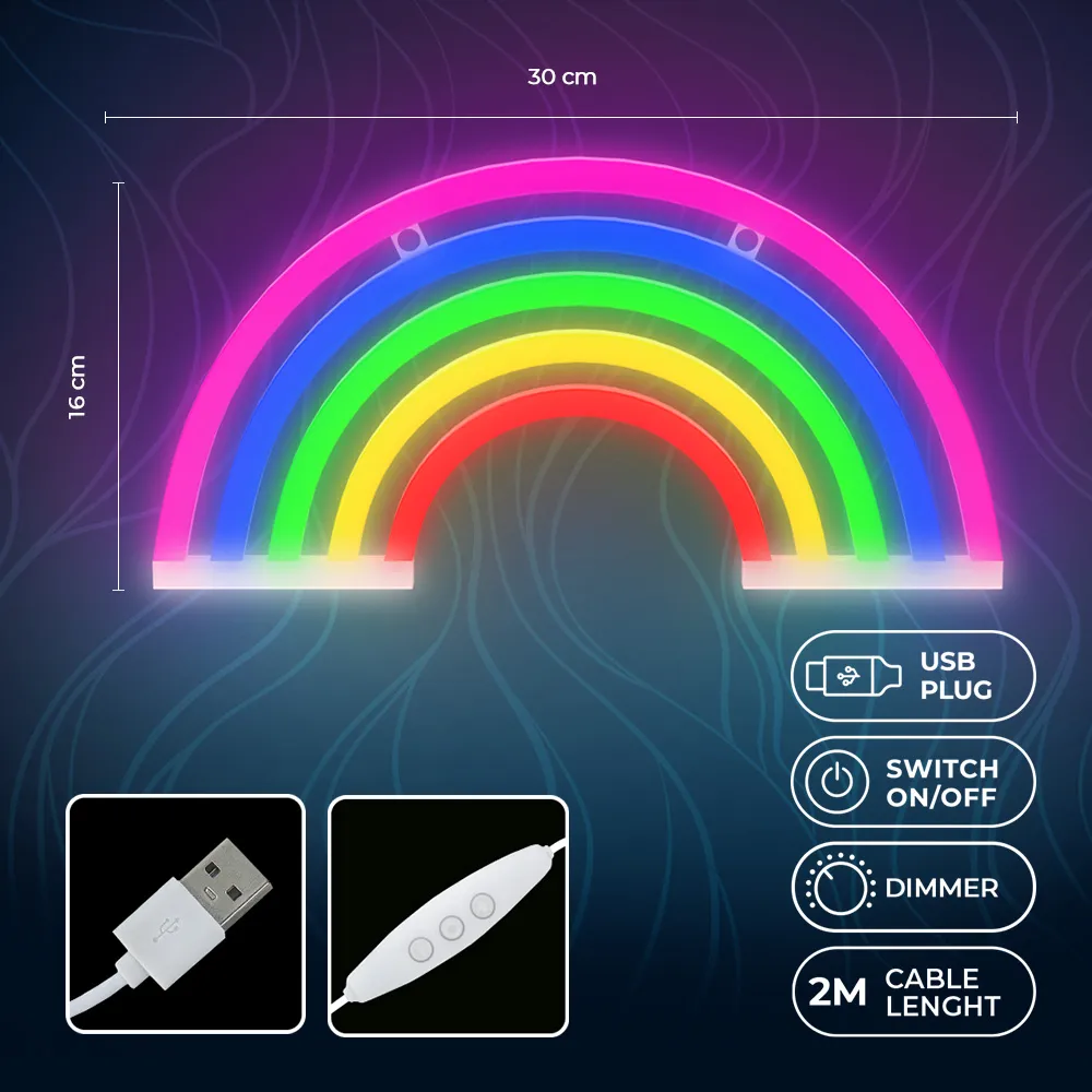 FOREVER LIGHT FLNE14X Neon LED Light Διακοσμητικό Φωτιστικό RAINBOW 5 colors