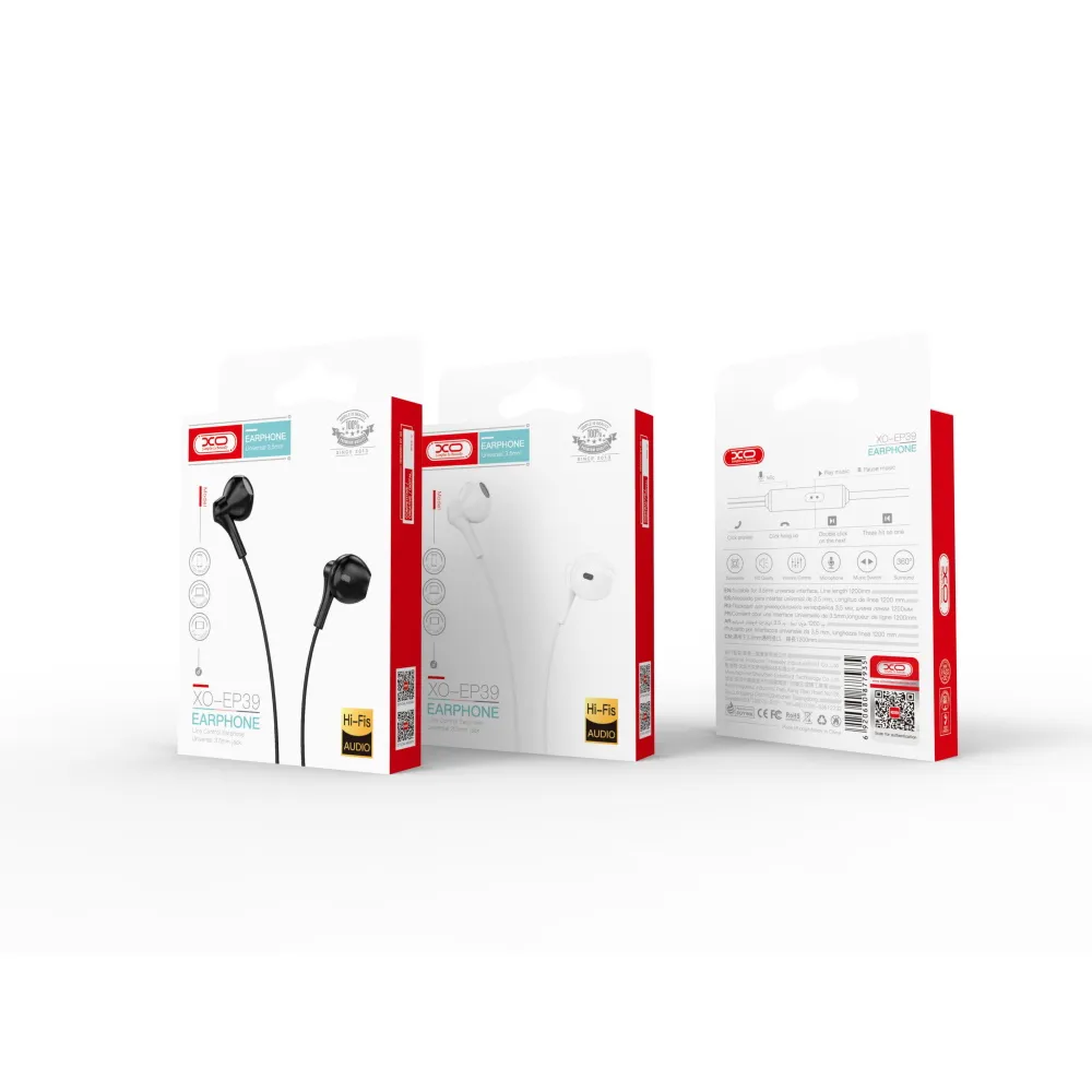 XO EP39 Handsfree με Βύσμα 3.5mm Άσπρα