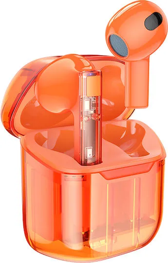 Borofone BW23 Bluetooth Ακουστικά με Θήκη Φόρτισης Transparent Orange