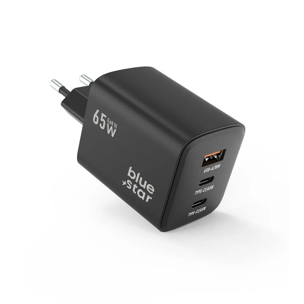 Blue Star Φορτιστής χωρίς Καλώδιο με Θύρα USB-A & 2 Θύρες USB-C 65W