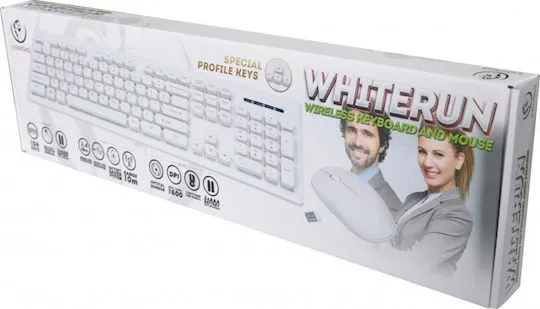 Rebeltec Whiterun Ασύρματο Σετ Πληκτρολόγιο & Ποντίκι Αγγλικό US Λευκό