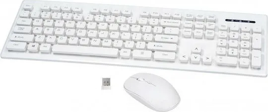 Rebeltec Whiterun Ασύρματο Σετ Πληκτρολόγιο & Ποντίκι Αγγλικό US Λευκό